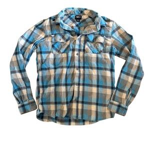 Fox Racing Men's Blue Plaid Button up Shirt